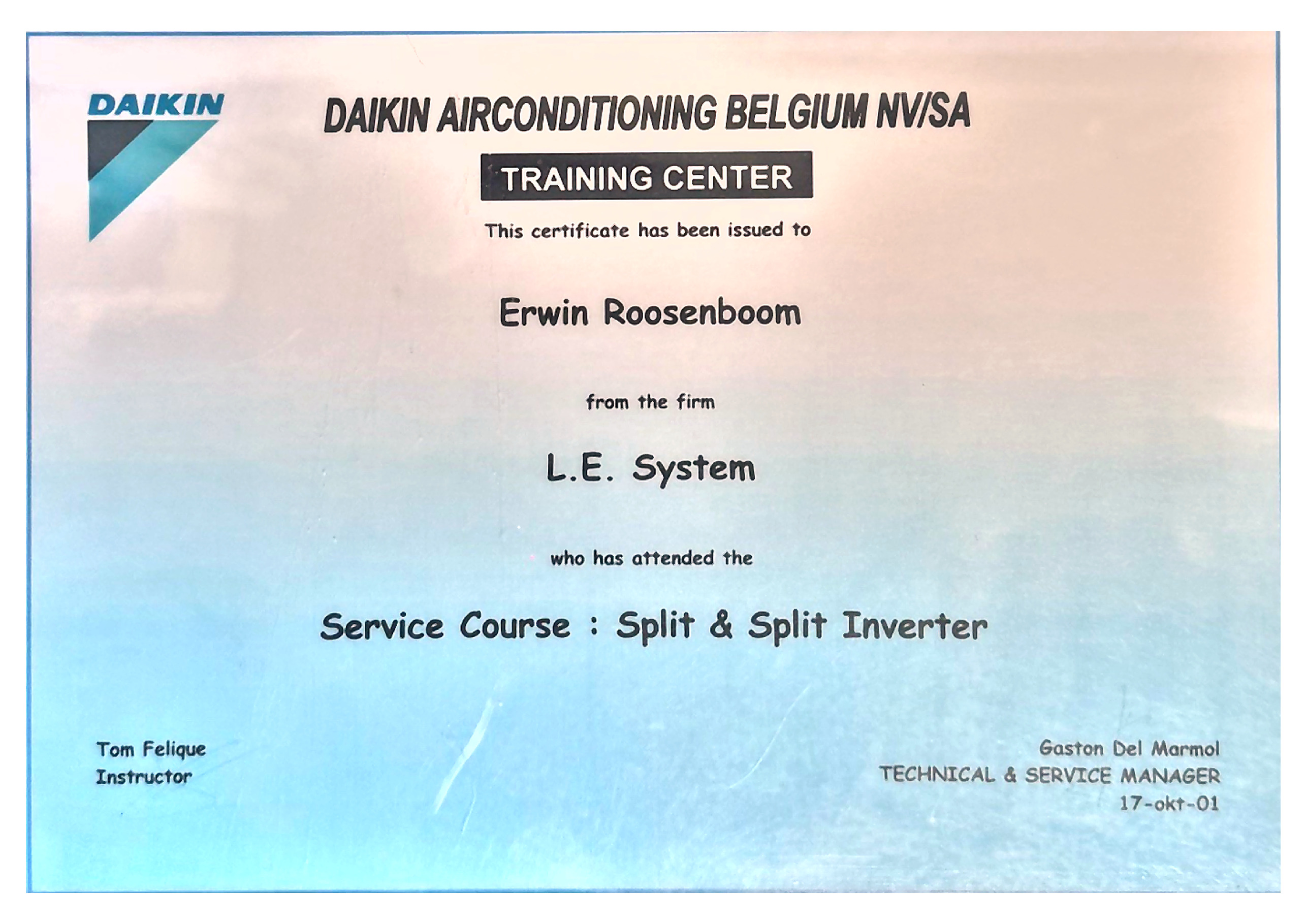 Daikin Certificaat split